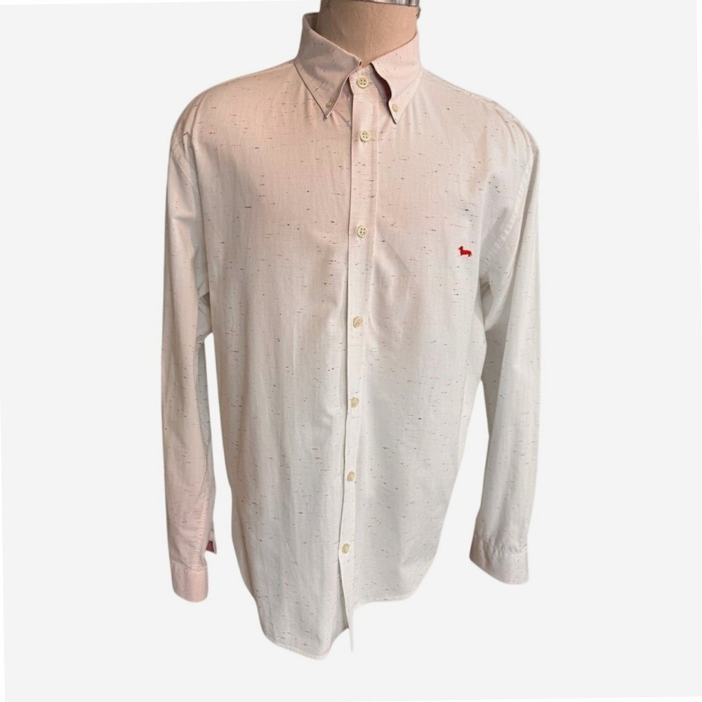 Harmont & Blaine Mens 3XL White Flecked Narrow Fit Button Down Shirt Logo